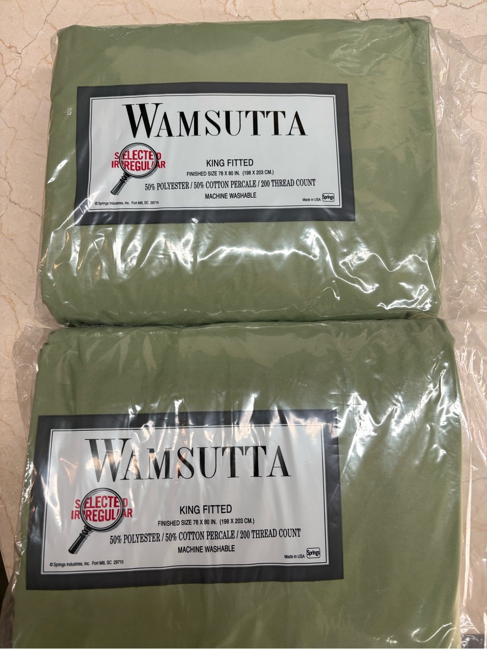 Wamsutta King Fitted Sheet - Sage Green Bundle of 2